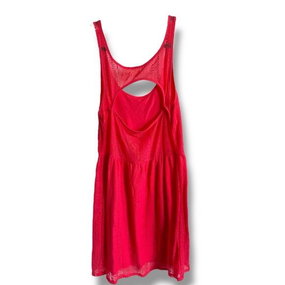 Roxy Womens Sundress Sz L Bright Coral Lace Back Cut Out Take Me Away NEW - Picture 4 of 6